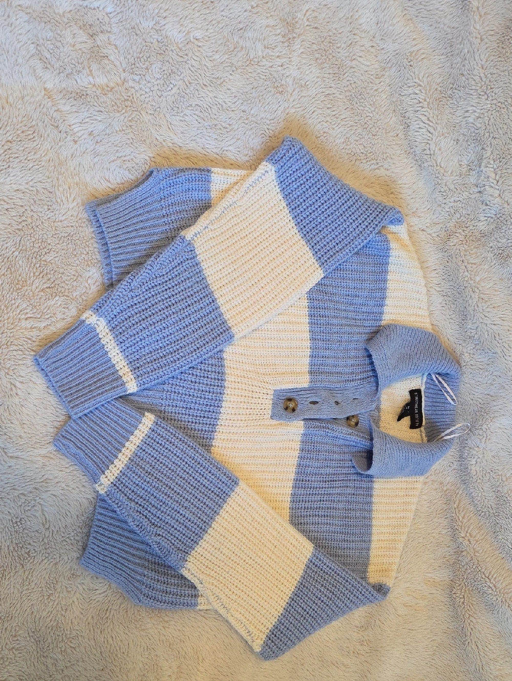 Streetwear Society Blue & Cream Striped Knit Pullover